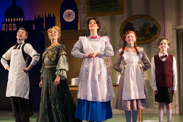 Danny Meglio, Liz Pearce, Analisa Leaming, Katherine LaFountain, & Christopher McKenna in Mary Poppins at The John W. Engeman Theater in Northport.